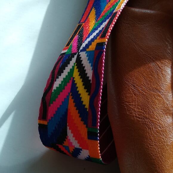 Leza Chic faux leather backpack. Vegan Aztec band . NEW main image 2